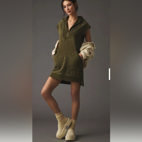 Anthropologie Dresses & Skirts - Daily Practice by Anthropologie Meru Zip-Front Mini Dress Forest Green Sz Large